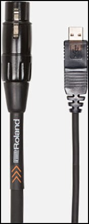 cover Roland Interconnect Cables, XLR (F)-USB, Black PVC, Black Series 10 Foot